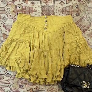 Free people mustard yellow flowy mini skirt small